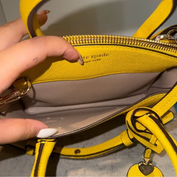 Kate Spade Margaux Satchel in Yellow Pebbled Leather - Picture 6 of 10
